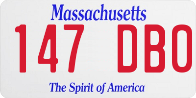 MA license plate 147DB0