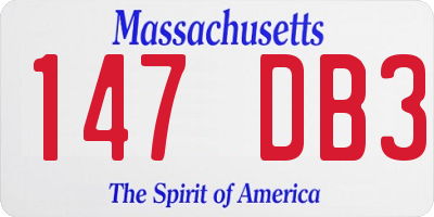 MA license plate 147DB3