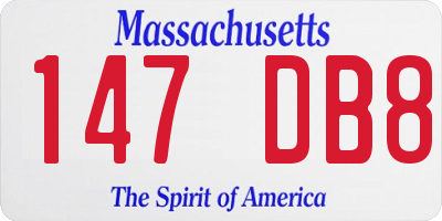 MA license plate 147DB8