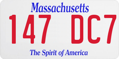 MA license plate 147DC7