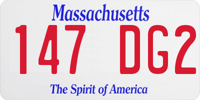 MA license plate 147DG2