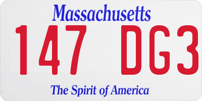 MA license plate 147DG3