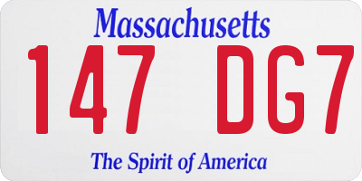 MA license plate 147DG7