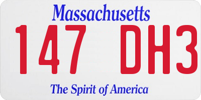 MA license plate 147DH3