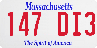 MA license plate 147DI3