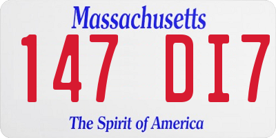 MA license plate 147DI7