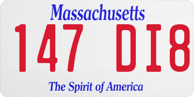 MA license plate 147DI8