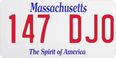 MA license plate 147DJ0