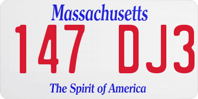 MA license plate 147DJ3