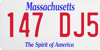 MA license plate 147DJ5