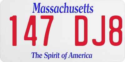 MA license plate 147DJ8