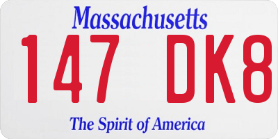 MA license plate 147DK8