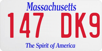 MA license plate 147DK9
