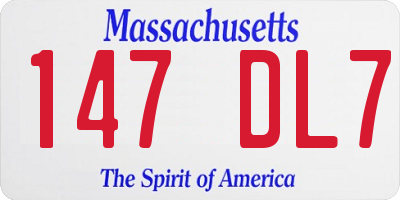 MA license plate 147DL7
