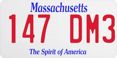 MA license plate 147DM3