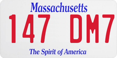 MA license plate 147DM7