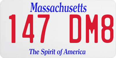 MA license plate 147DM8