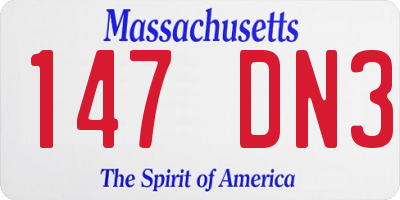 MA license plate 147DN3