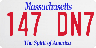 MA license plate 147DN7