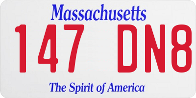 MA license plate 147DN8