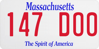 MA license plate 147DO0