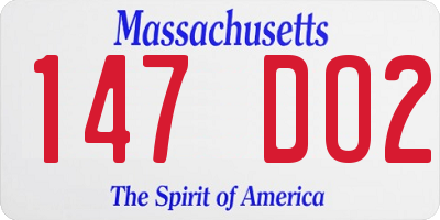 MA license plate 147DO2