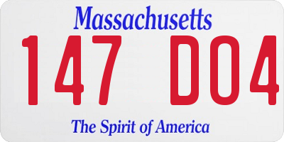 MA license plate 147DO4