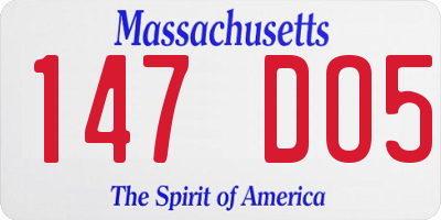 MA license plate 147DO5