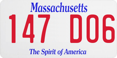 MA license plate 147DO6