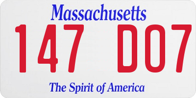 MA license plate 147DO7