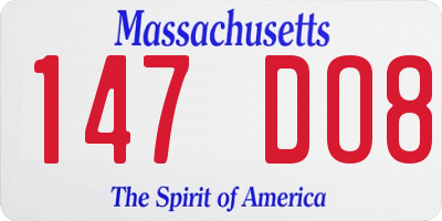 MA license plate 147DO8