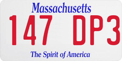 MA license plate 147DP3