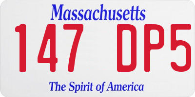 MA license plate 147DP5