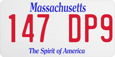 MA license plate 147DP9