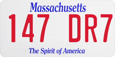 MA license plate 147DR7