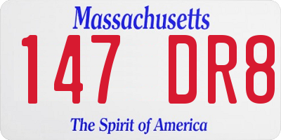 MA license plate 147DR8