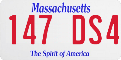 MA license plate 147DS4