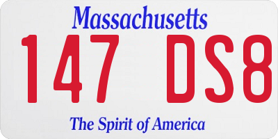 MA license plate 147DS8