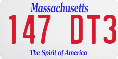 MA license plate 147DT3