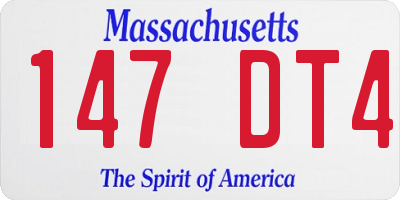 MA license plate 147DT4