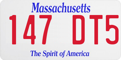 MA license plate 147DT5