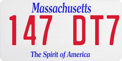 MA license plate 147DT7