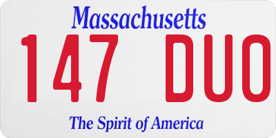 MA license plate 147DU0