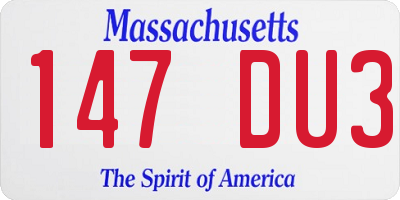 MA license plate 147DU3