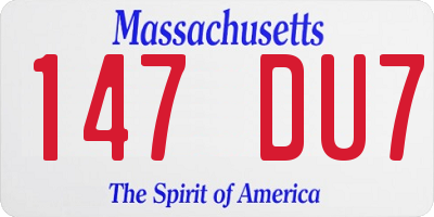 MA license plate 147DU7