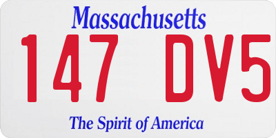 MA license plate 147DV5