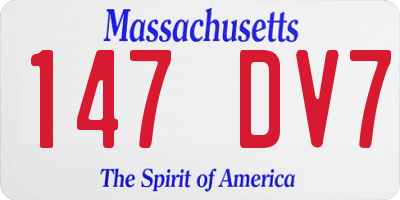 MA license plate 147DV7