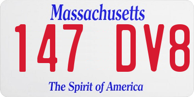 MA license plate 147DV8