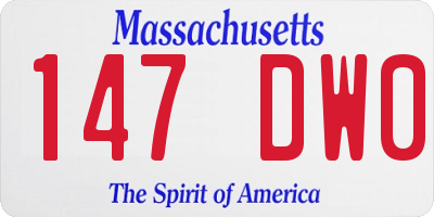 MA license plate 147DW0