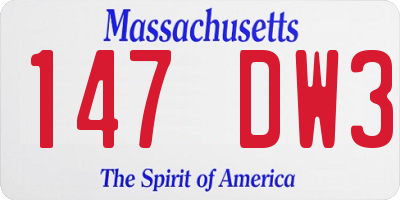 MA license plate 147DW3